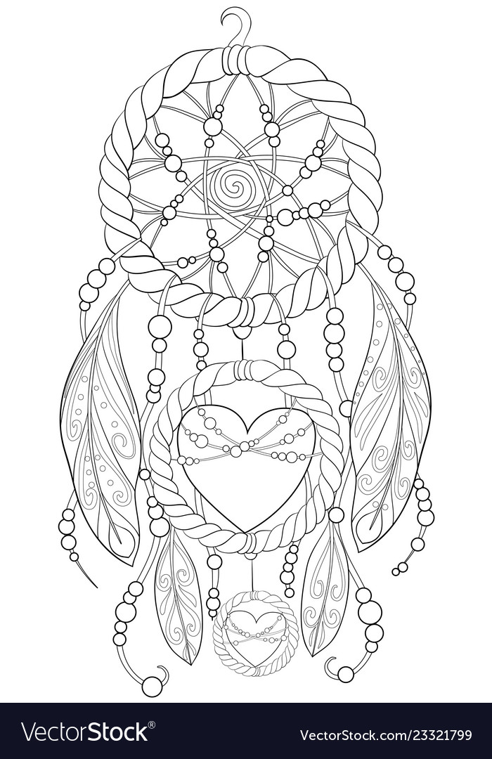 Adult coloring book a cute dream catcher image vector image