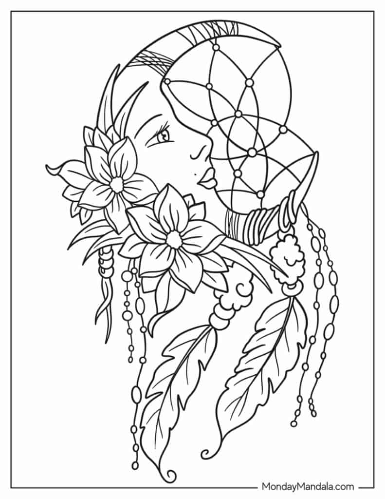 Dreamcatcher coloring pages free pdf printables