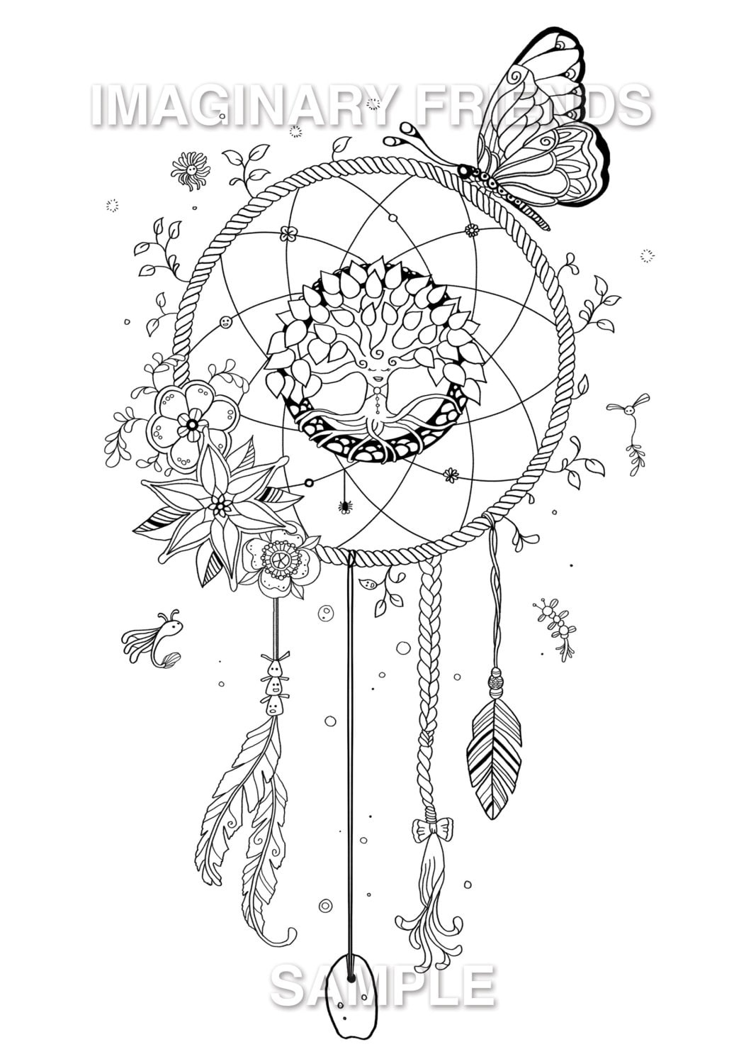 Dream catcher coloring page a size x mm a size mm printable up to a size