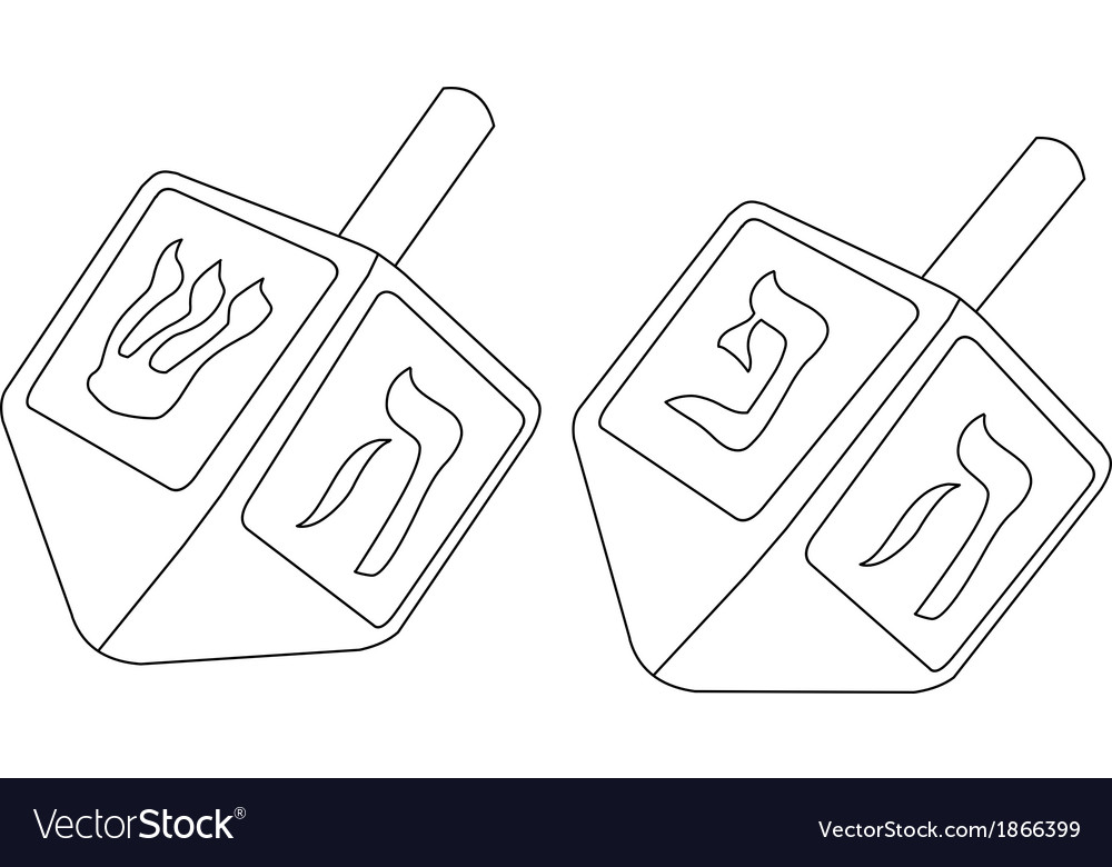 Hanukkah dreidel coloring page royalty free vector image