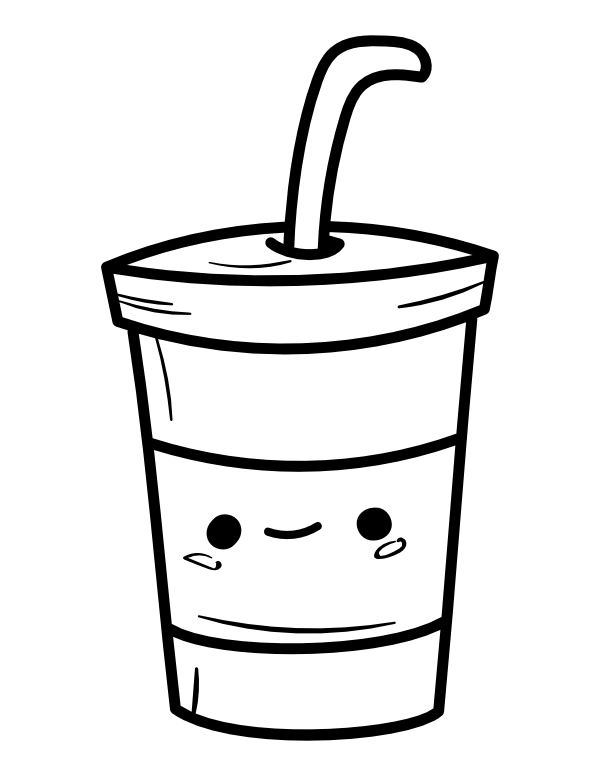 Printable kawaii drink coloring page