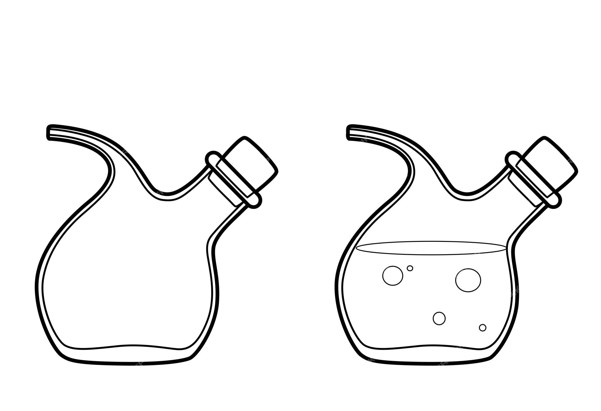 Premium vector chemical equipment glass shuster dropper for drip dispensing of nonviscous liquids outlined for coloring page on white background