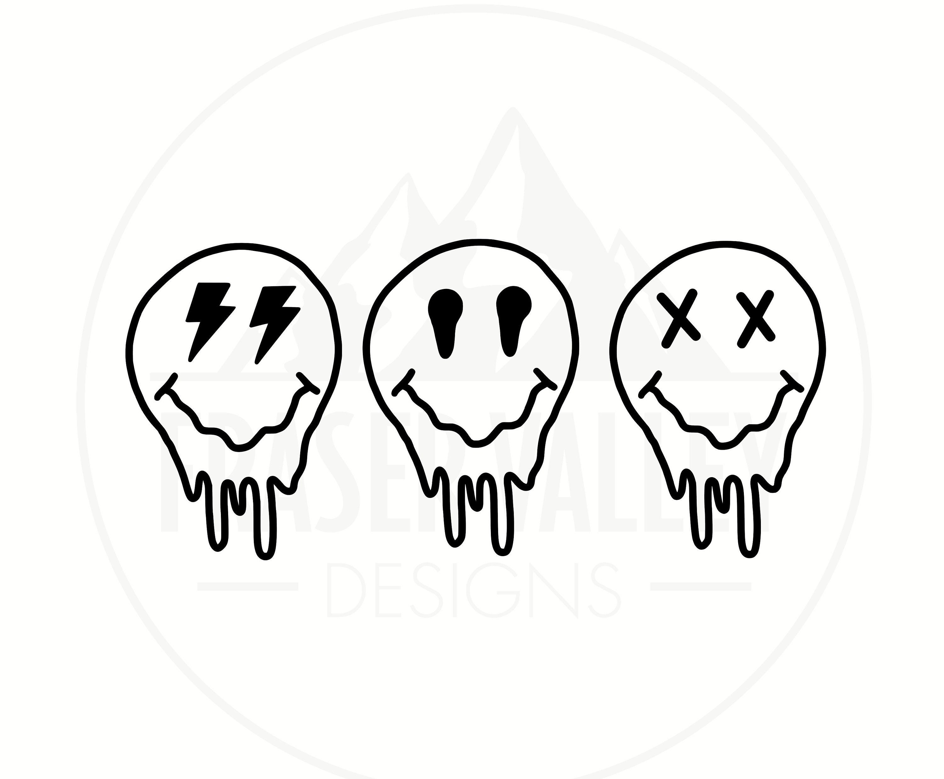 Melted smiley face svg png smiley drippy face svg drippy smiley face svg trendy svg lightening bolt eye smiley face svg melted smile