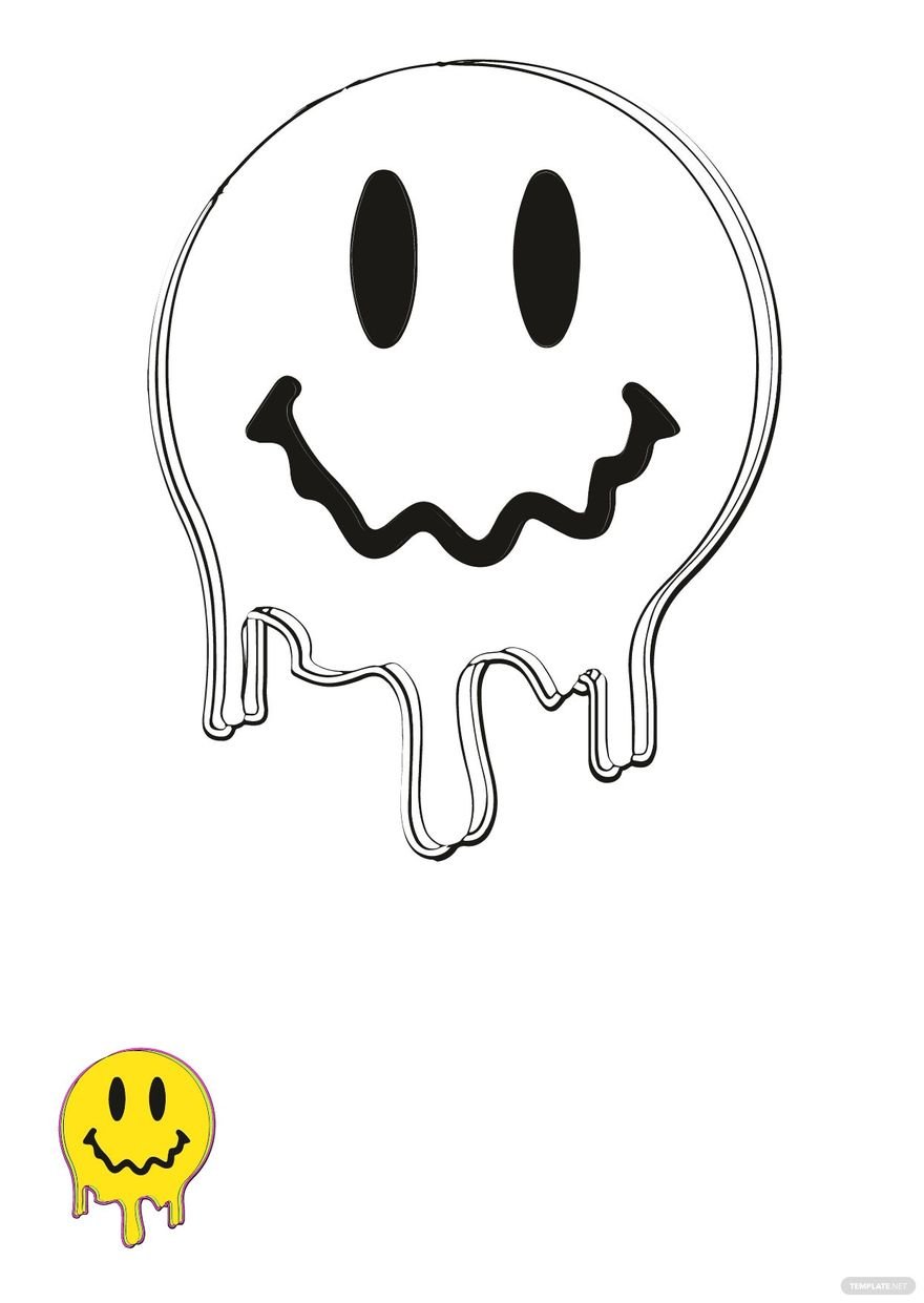 Free acid smiley coloring page