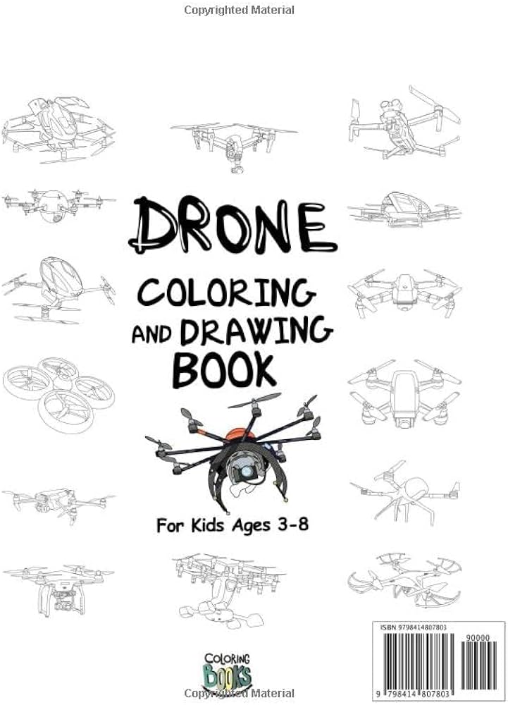 Drone coloring and drawing book for kids ages
