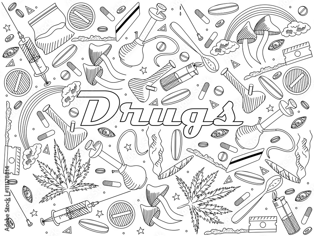 Drugs coloring book vector illustration vector