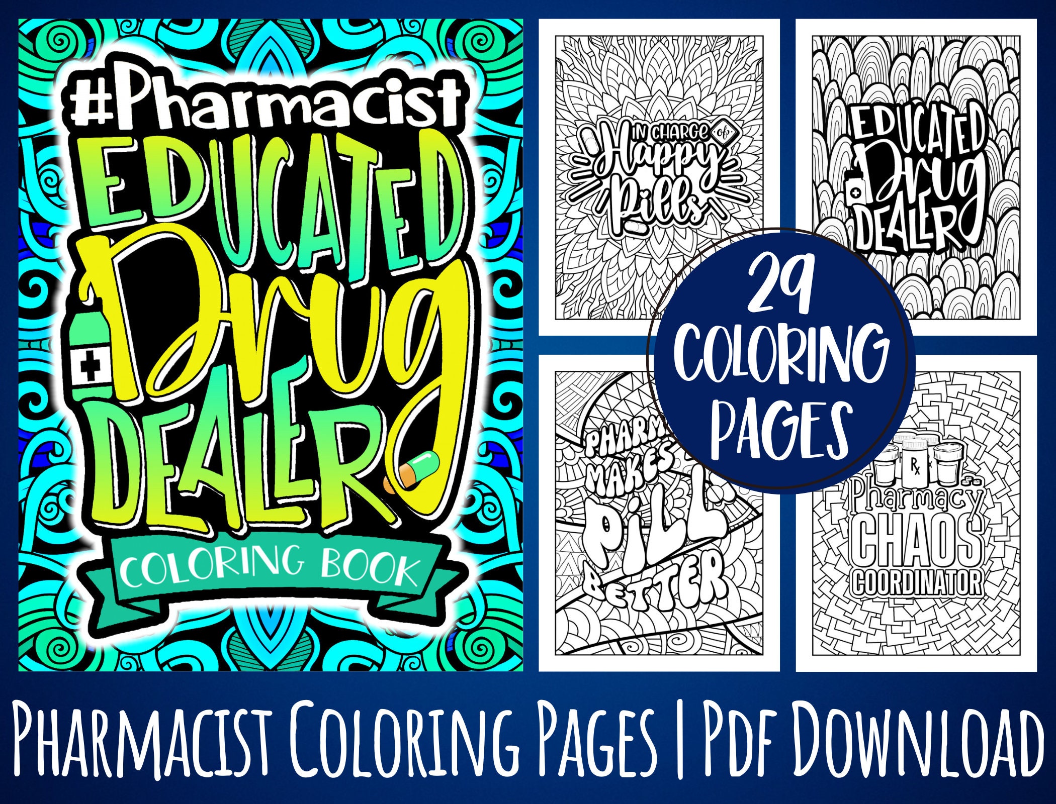 Pharmacist coloring book pages for women men funny appreciation printable gift idea for pharmacists pharmacy students