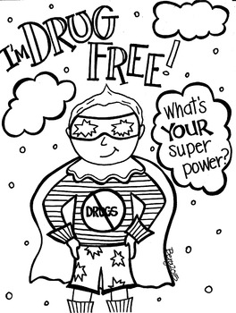 Drug free superpower coloring sheet by koolkats art bin tpt