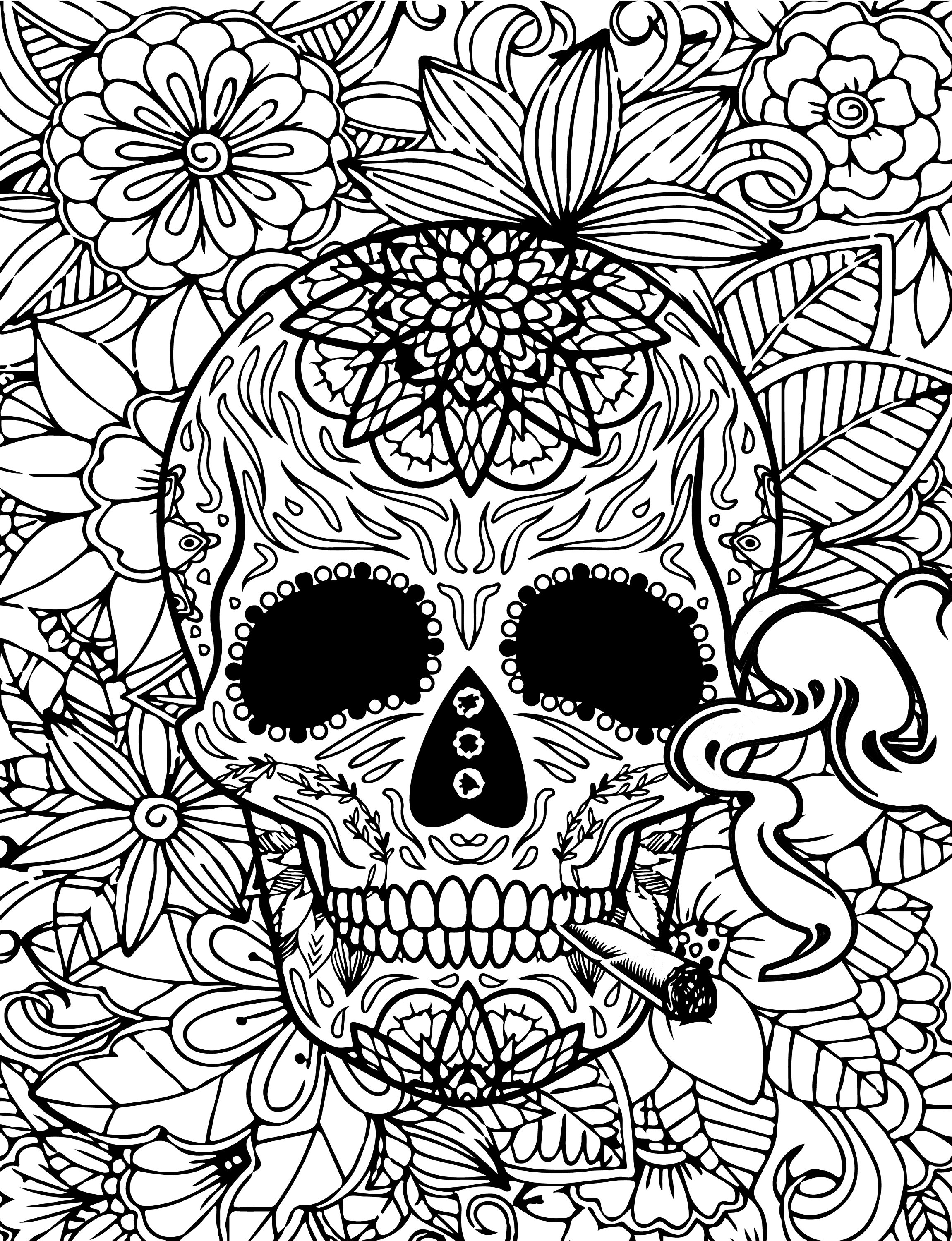 Instant download adult coloring pages psychedelic skulls