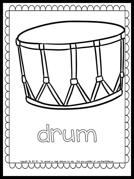 Drum coloring page free printable download â the art kit