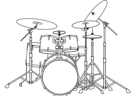 Drum set coloring page free printable coloring pages