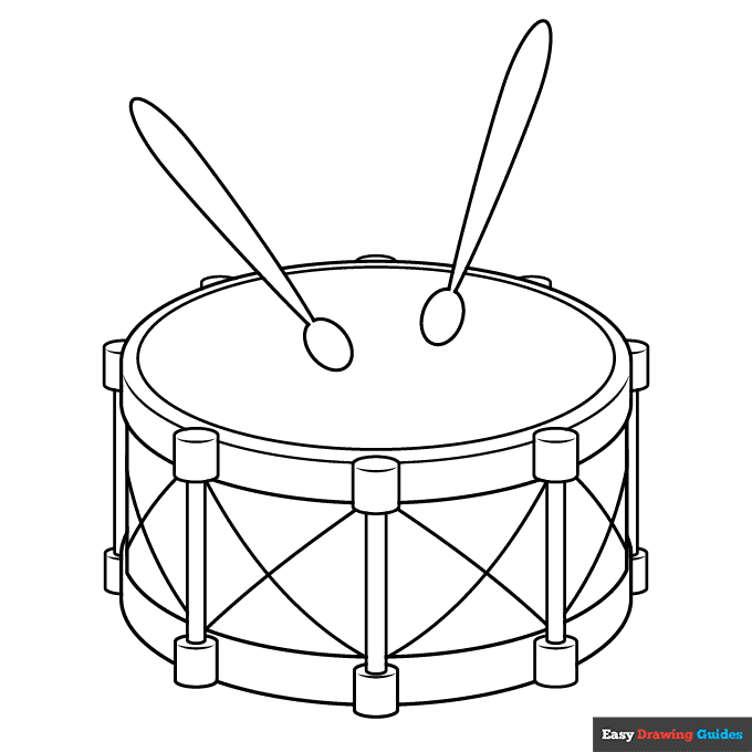 Drum coloring page easy drawing guides