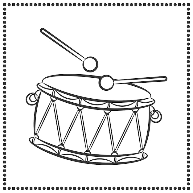 Premium vector printable cute drawing drum sketch for coloring