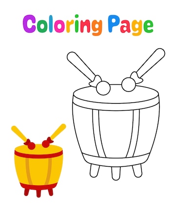 Premium vector coloring page with chinese drum for kids