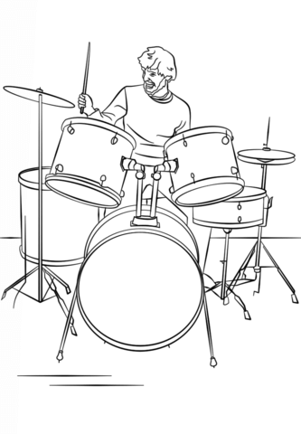 Drum set player coloring page free printable coloring pages