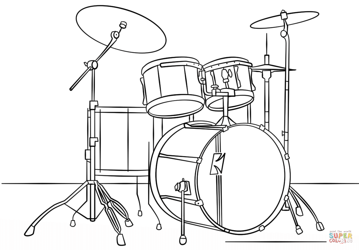 Drum kit coloring page free printable coloring pages