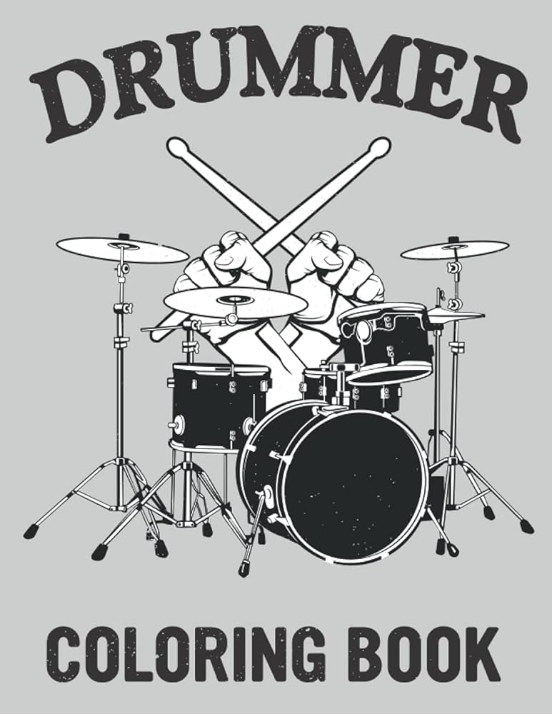 Drummer coloring book dghter son first drums colouring book for relaxation