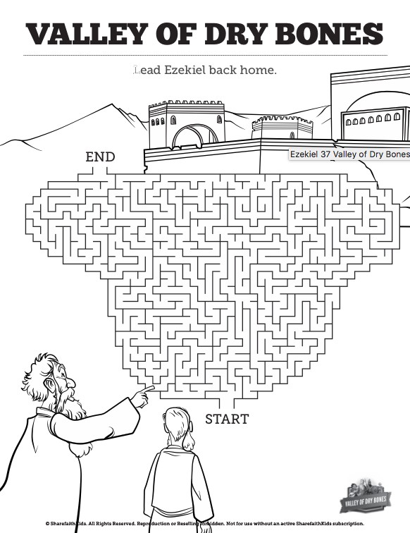 Ezekiel valley of dry bones sunday school coloring pages clover media