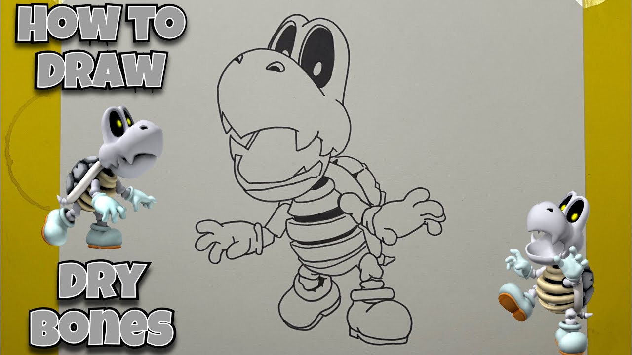 How to draw dry bones ð super ario step by step drawing drybones