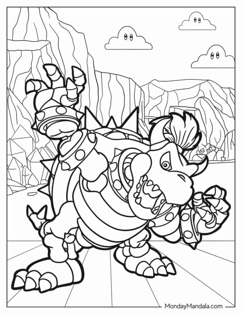 Bowser coloring pages free pdf printables