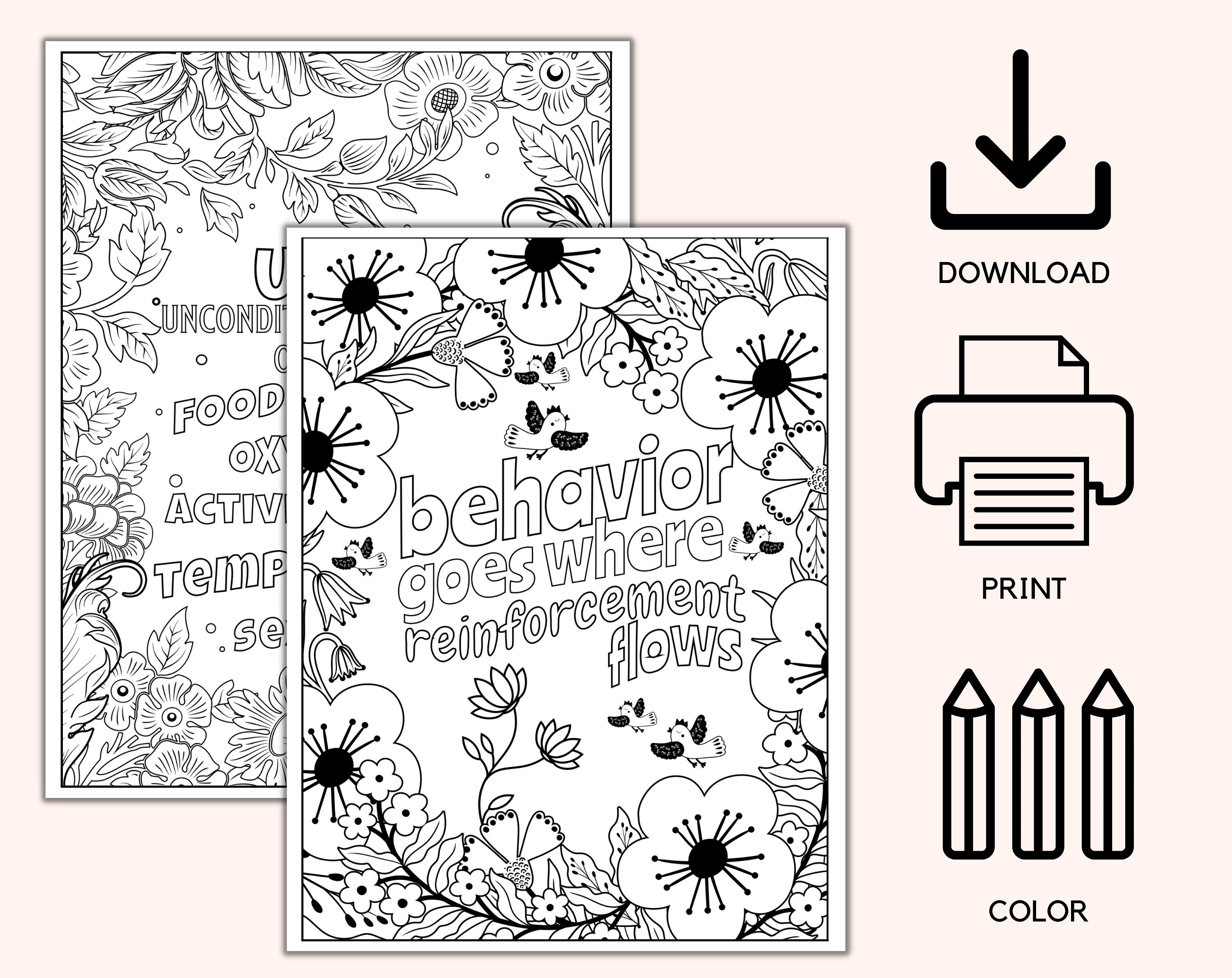 Applied behavior analysis coloring book aba activity book aba printable instant download