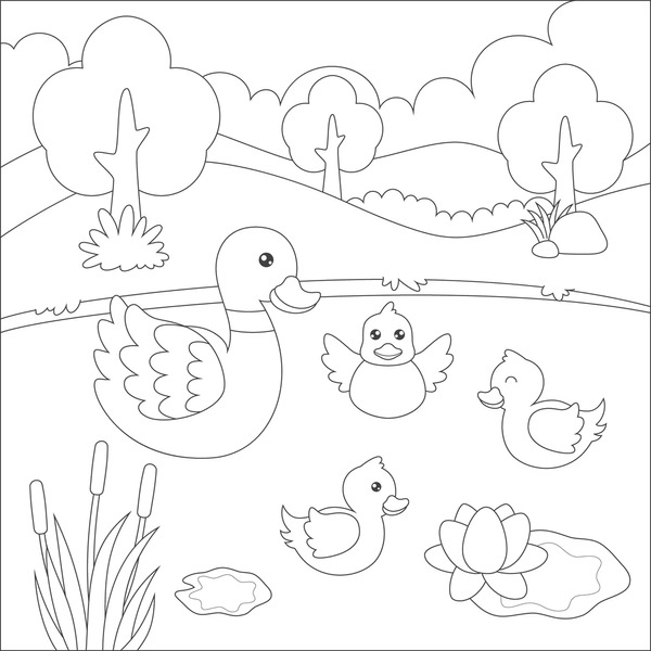 Duck colouring page royalty