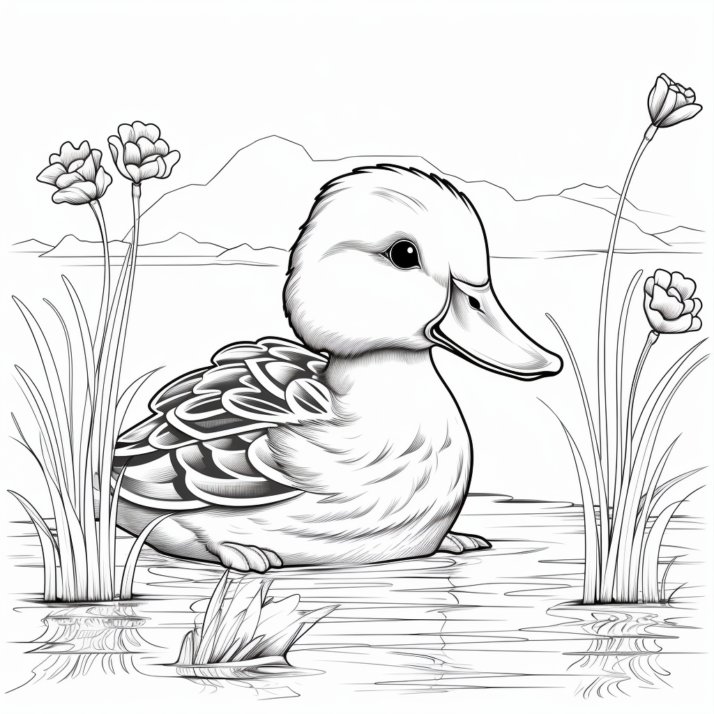 Cute duck coloring pages