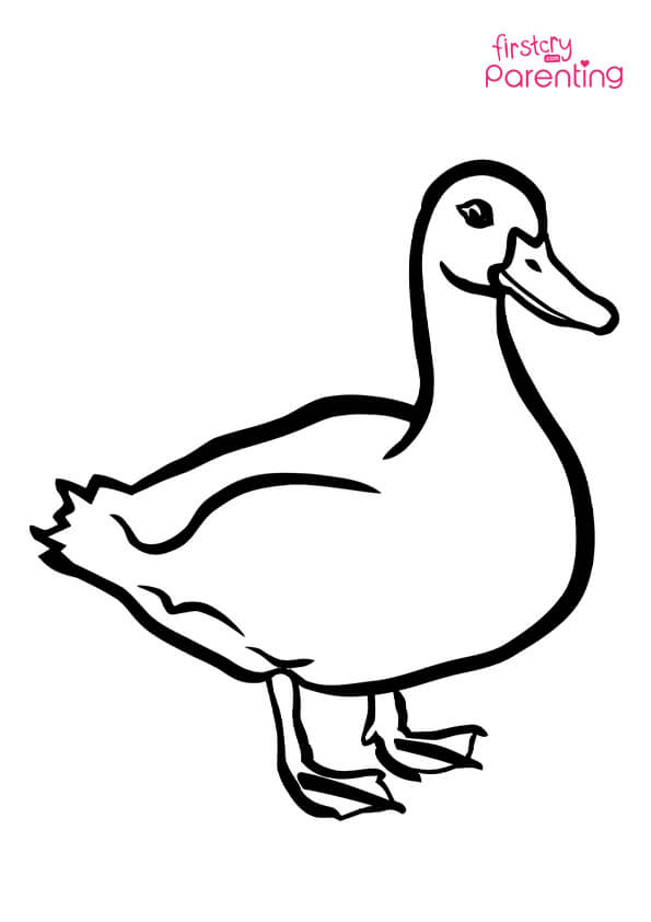 Easy duck coloring page for kids