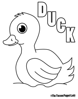 Free duck coloring page â the tucson puppet lady