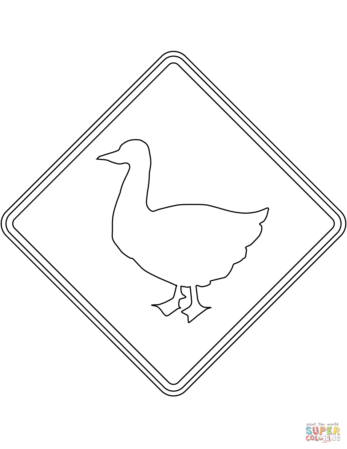 Duck crossing sign in the usa coloring page free printable coloring pages