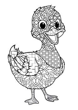 Duck zentangle coloring page by get started and learn tpt