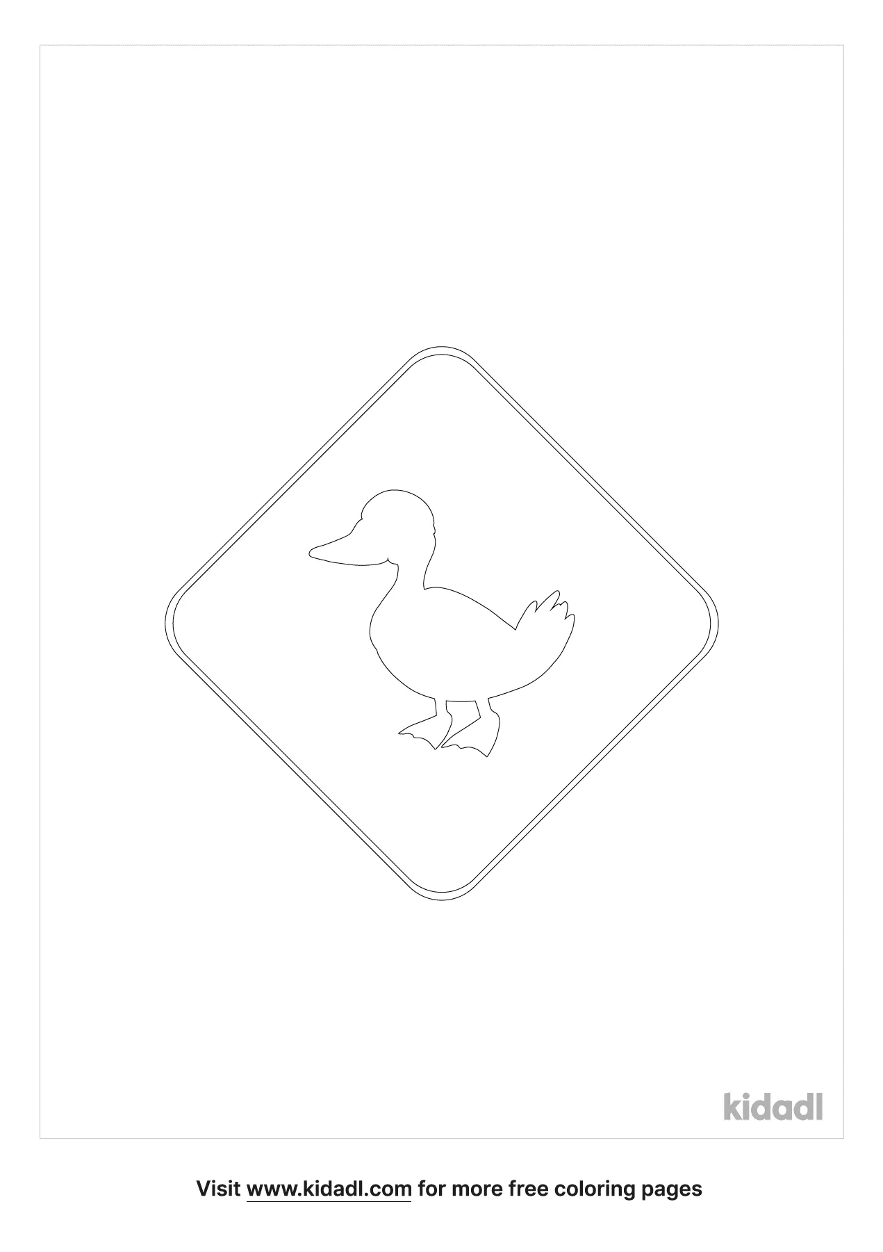 Free duck crossing road sign coloring page coloring page printables