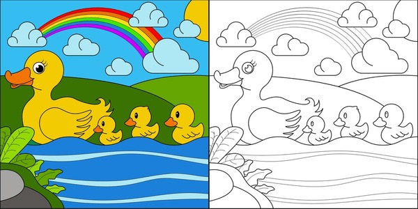 Duck colouring page royalty