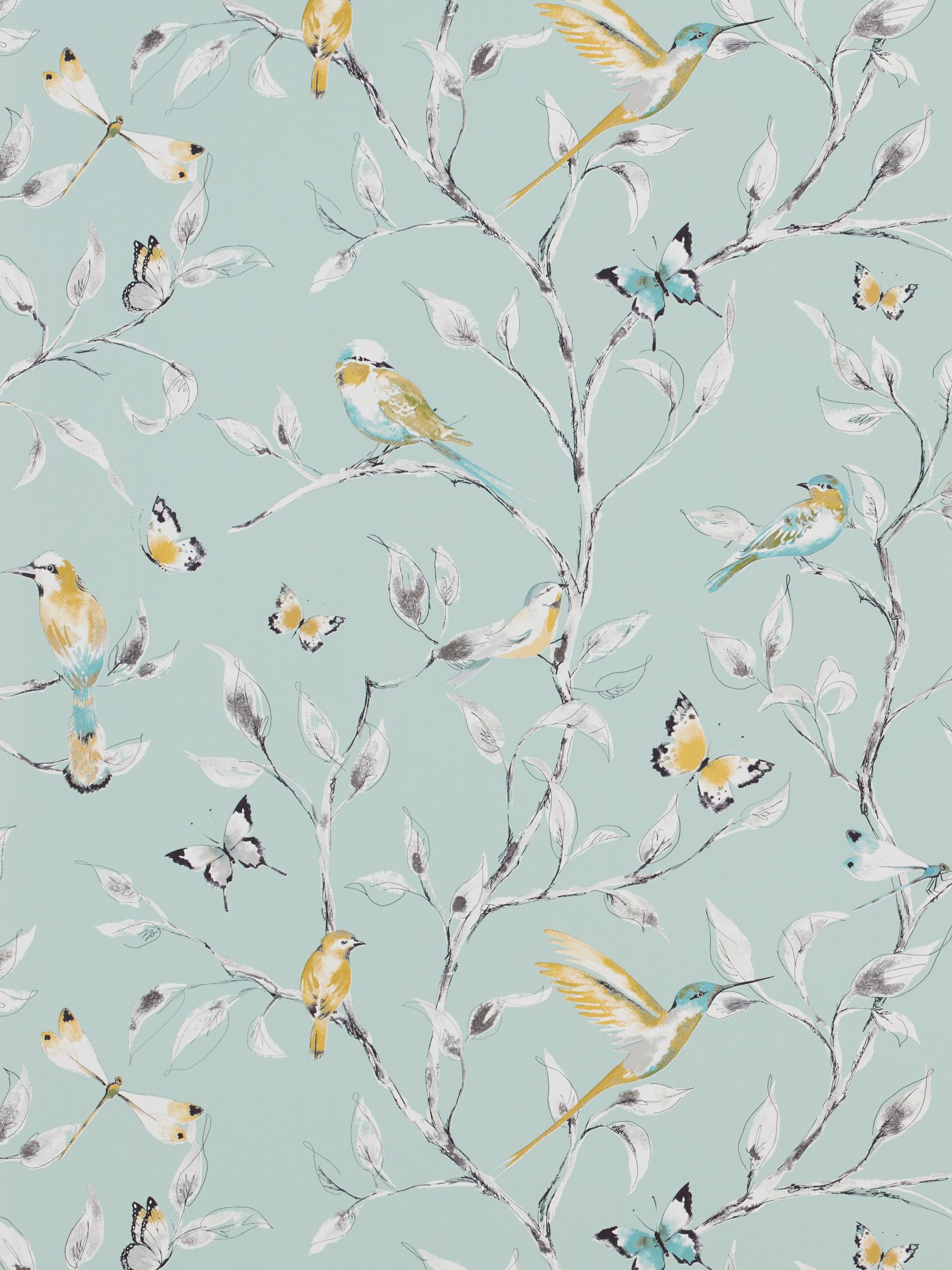 John lewis hummingbird trees wallpaper pale duck egg