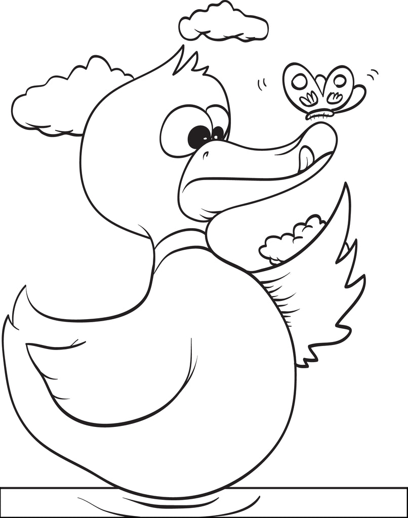 Printable cartoon duck coloring page for kids â