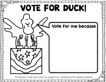 Duck for president election unit easel activity distance learning