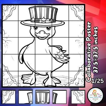 Duck for president election day crafts collaborative poster art coloring sheet