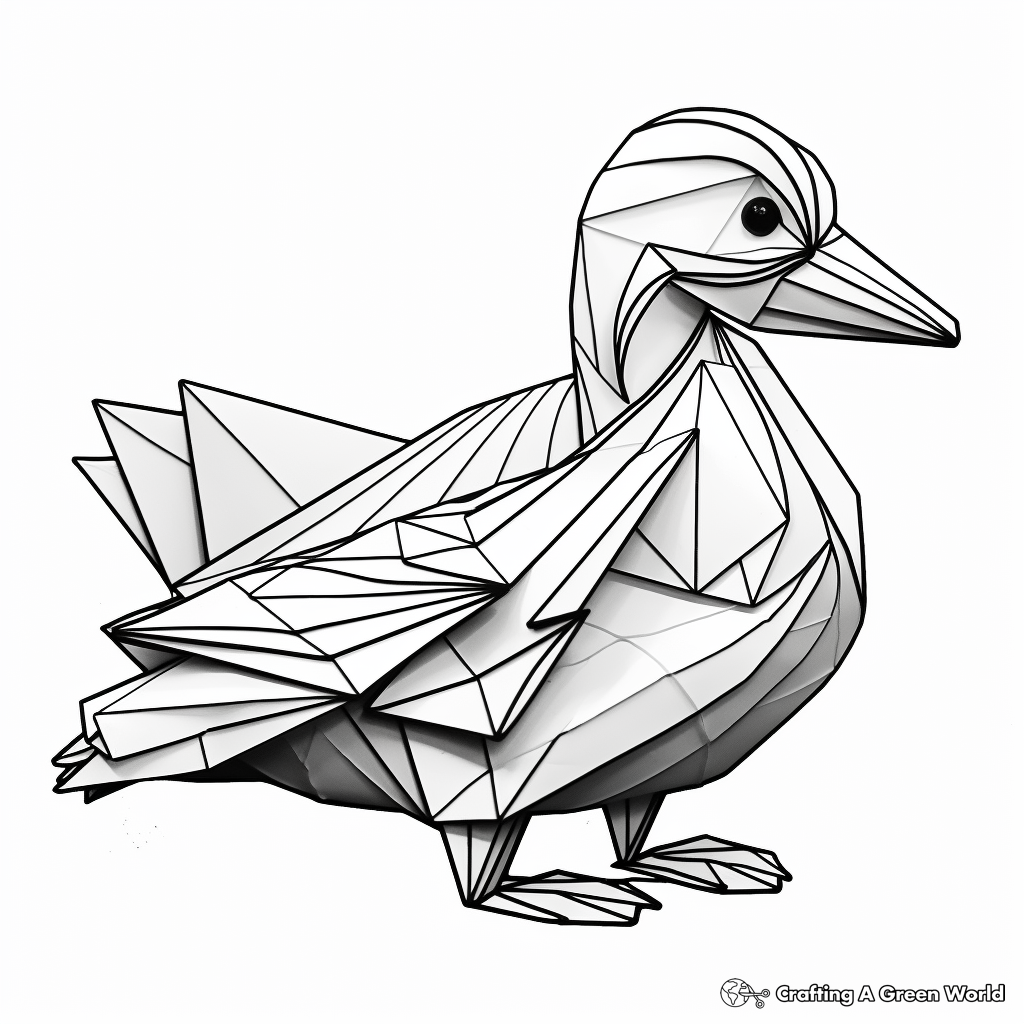 Paper duck coloring pages