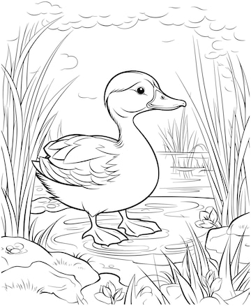 Premium vector duck jungle coloring pages