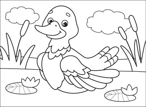 Duck coloring page free printable coloring pages