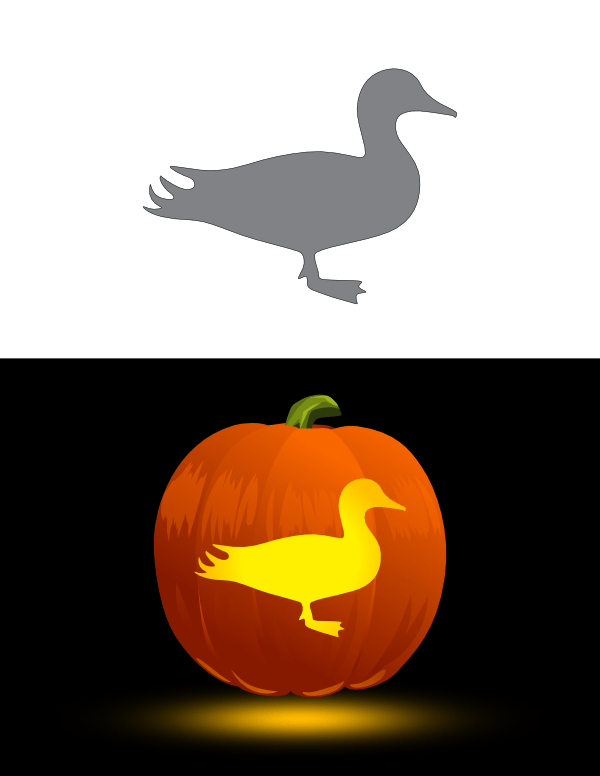 Printable mallard duck pumpkin stencil