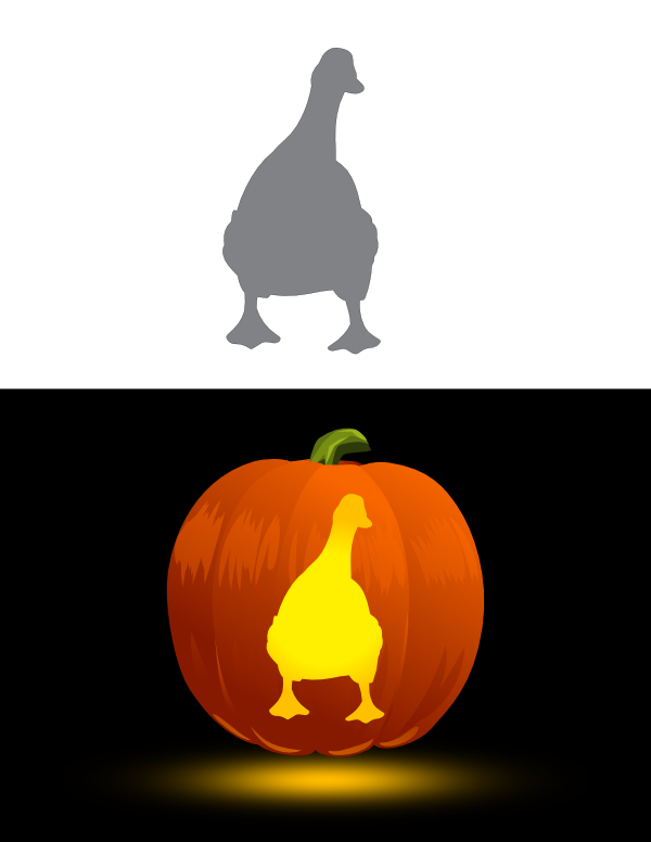 Printable easy duck front view pumpkin stencil