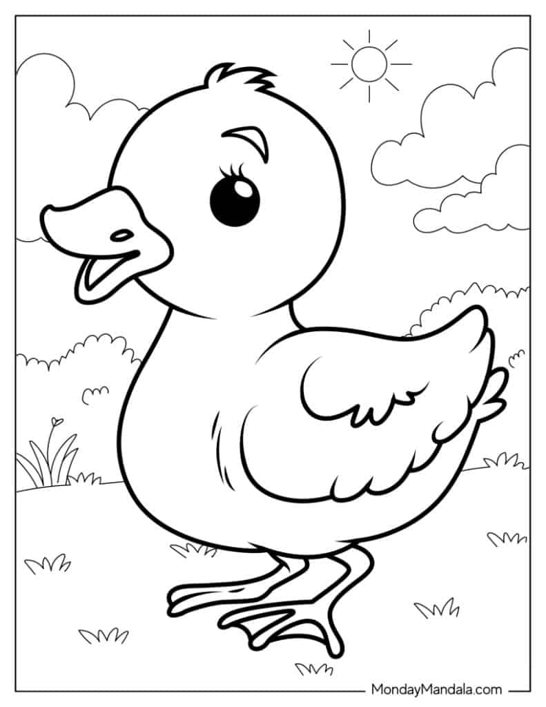 Cute duck coloring pages free pdf printables