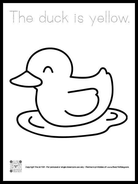 Yellow duck coloring pages dotted font â the art kit