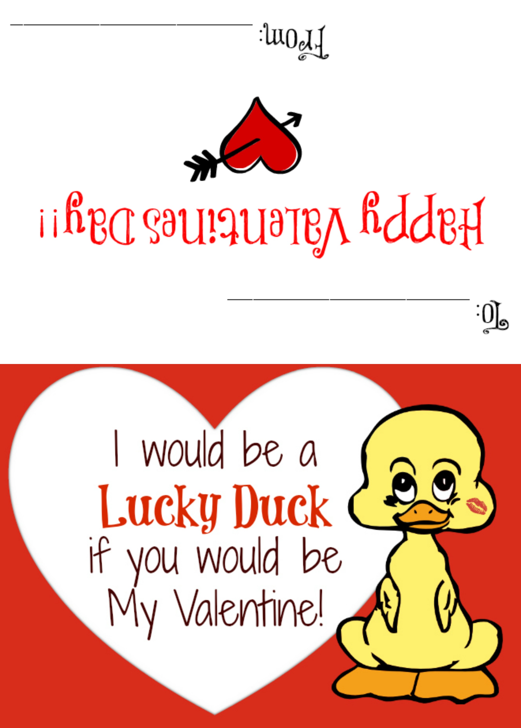 Lucky duck valentines day cards free printable