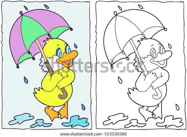 Coloring book duck umbrella hand drawn stock vector royalty free