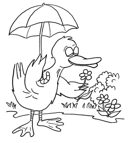 Duck with umbrella coloring page from ducks category select from printable crafts ofâ umbrella coloring page coloring pages free printable coloring pages