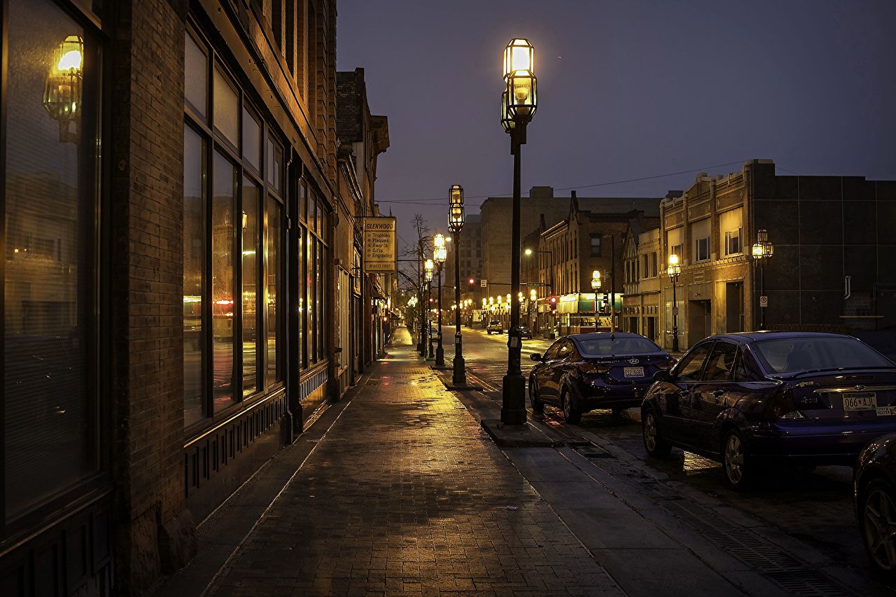 Desktop wallpapers usa duluth minnesota street night street lights city lights wallpaper city lights at night street background