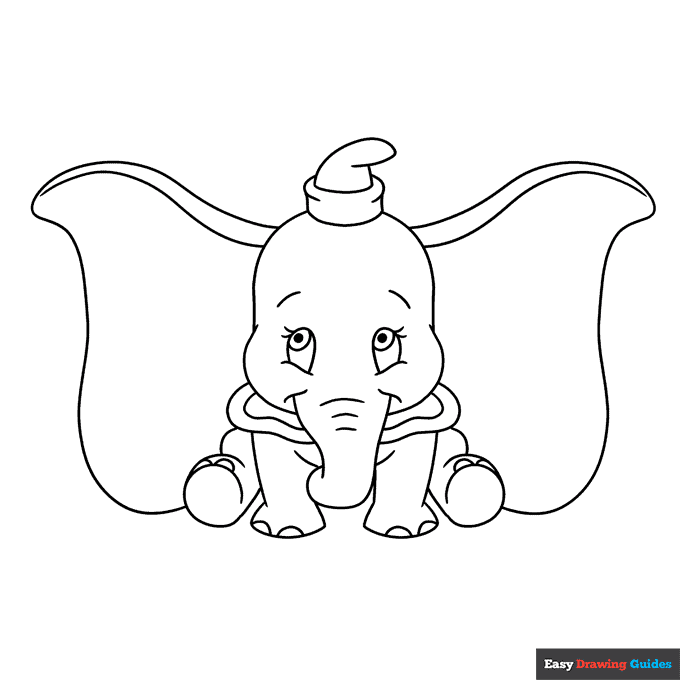 Dumbo coloring page easy drawing guides