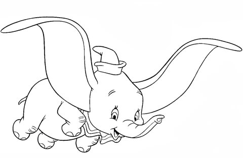 Dumbo the flying elephant coloring page free printable coloring pages